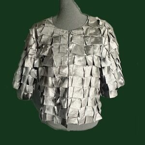 Samuel Dong Womens Black Tiered Shingle Scale Jacket Avant Garde Size M